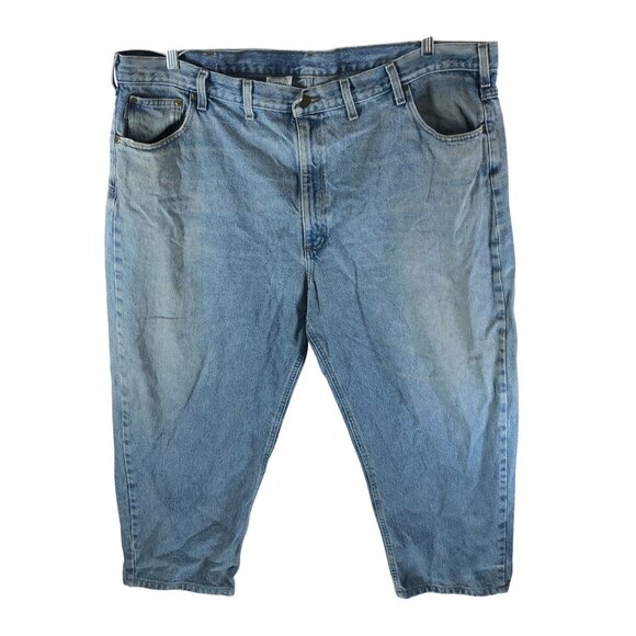 Carhartt Mens B17 STW Denim Tapered Leg Jeans Relaxed Fit 48X26 HEMMED - Picture 1 of 7